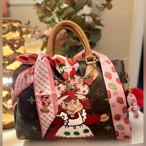 Authentic Louis Vuitton Speedy 30 Strawberry Shortcake-Themed Handbag